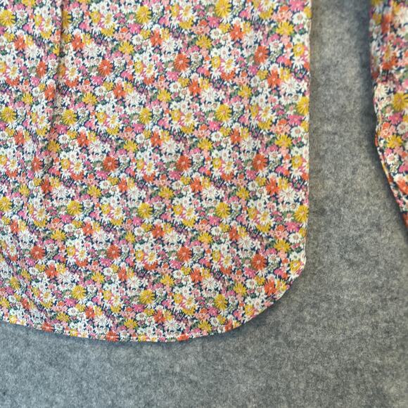 J Crew Shirt Women Size Small Pink Liberty Floral Band Collar Ruffle Button Down - Picture 7 of 13